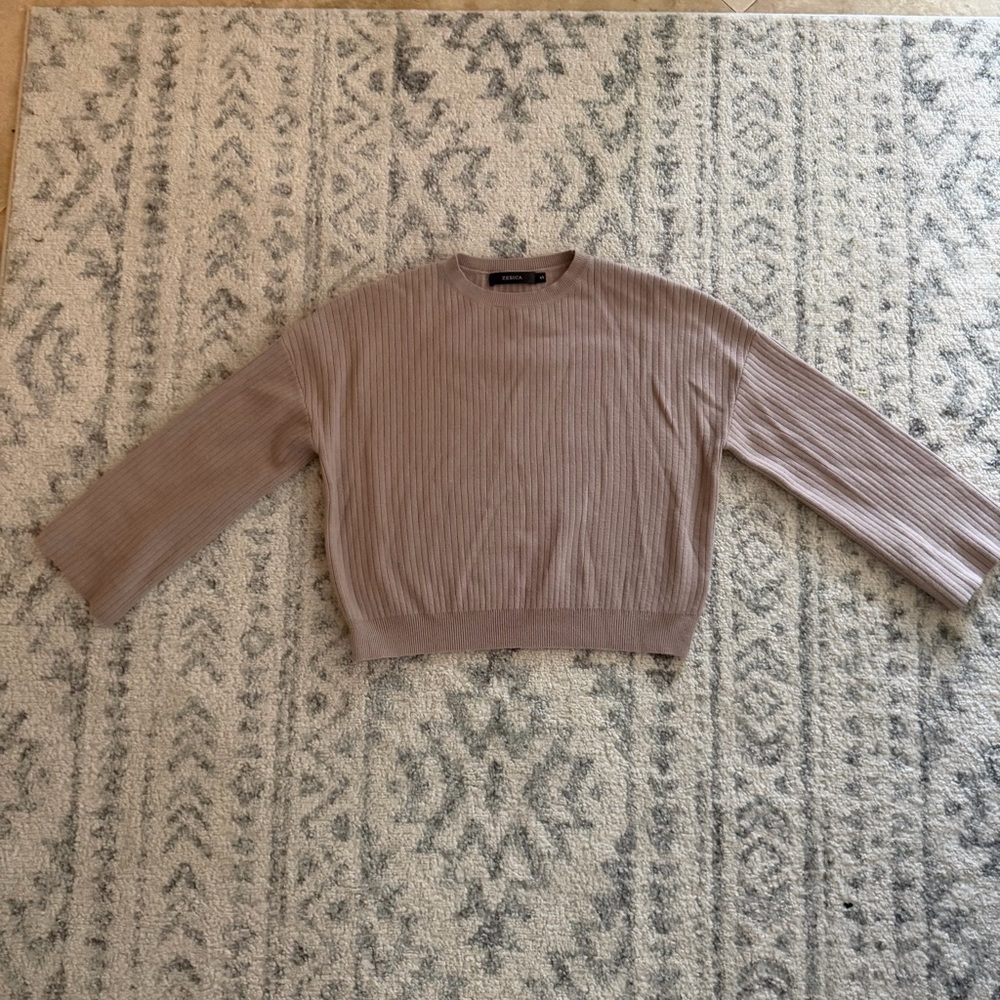 Women's Ribbed Crewneck Sweater in Taupe